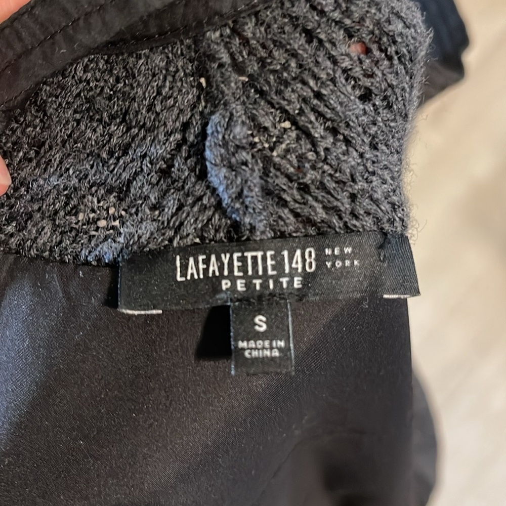 Lafayette 148 New York Charcoal Chevron Knit Open-Front Blazer - Picture 8 of 10